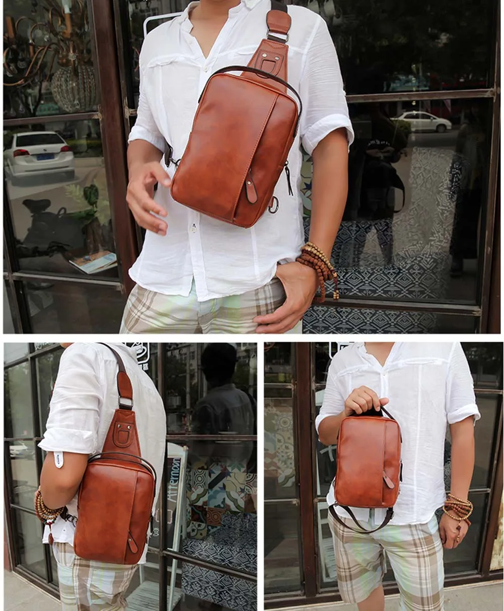 Модные Для мужчин из искусственной кожи сумка мессенджер через плечо нагрудная 88