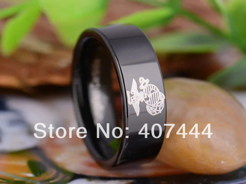 Free Shipping YGK JEWELRY Hot Sales 8MM Black Pipe Military Army Marines New Mens Tungsten Carbide Wedding Ring | Украшения и
