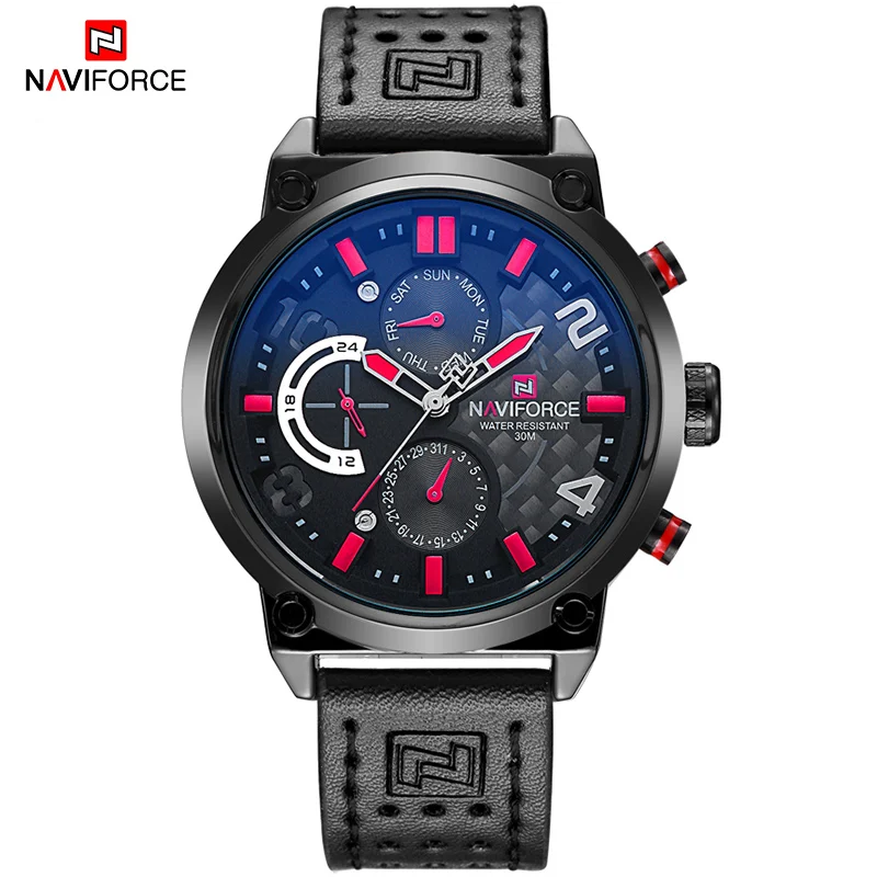 Новинка NAVIFORCE мужские модные роскошные часы мужские из натуральной кожи кварцевые наручные часы мужские водонепроницаемые военные часы Relogio Masculino - Цвет: BRB