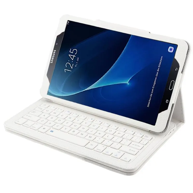 white case Для samsung Galaxy Tab A A6 10,1 T580 T585 T580N T585N Чехол Съемный беспроводной Bluetooth клавиатура Funda чехол+ Flim+ ручка - Цвет: white case