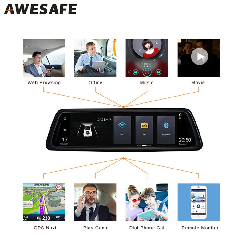 AWESAFE 4 г Специальный кронштейн Видеорегистраторы для автомобилей зеркало 10