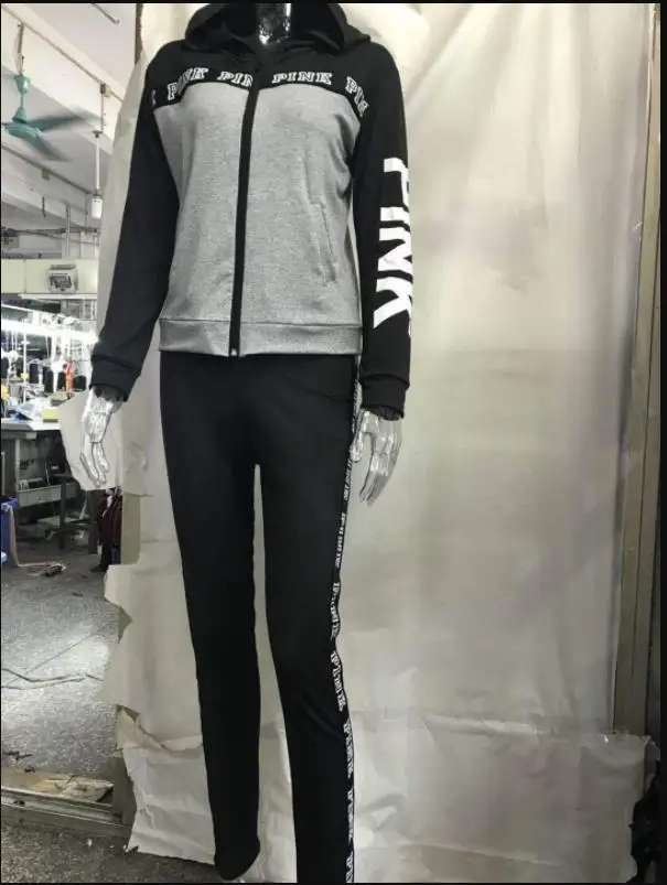 Женский комплект из 2 предметов розовый свитер на молнии с буквенным принтом