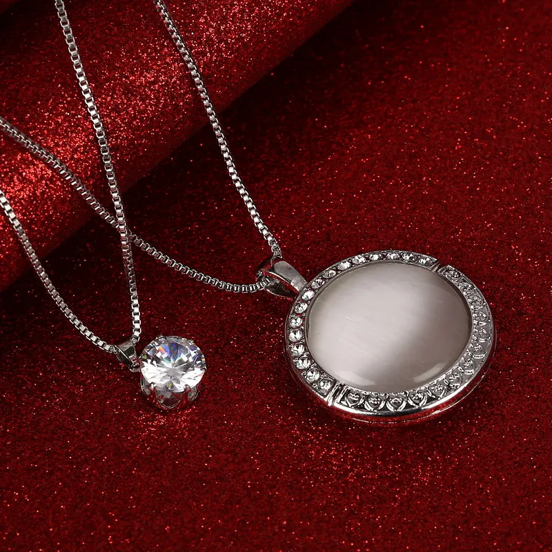 Hesiod Vintage Opal Jewelry Pendant Necklace Round Shape Palace Carved a Long Necklaces For Women | Украшения и аксессуары