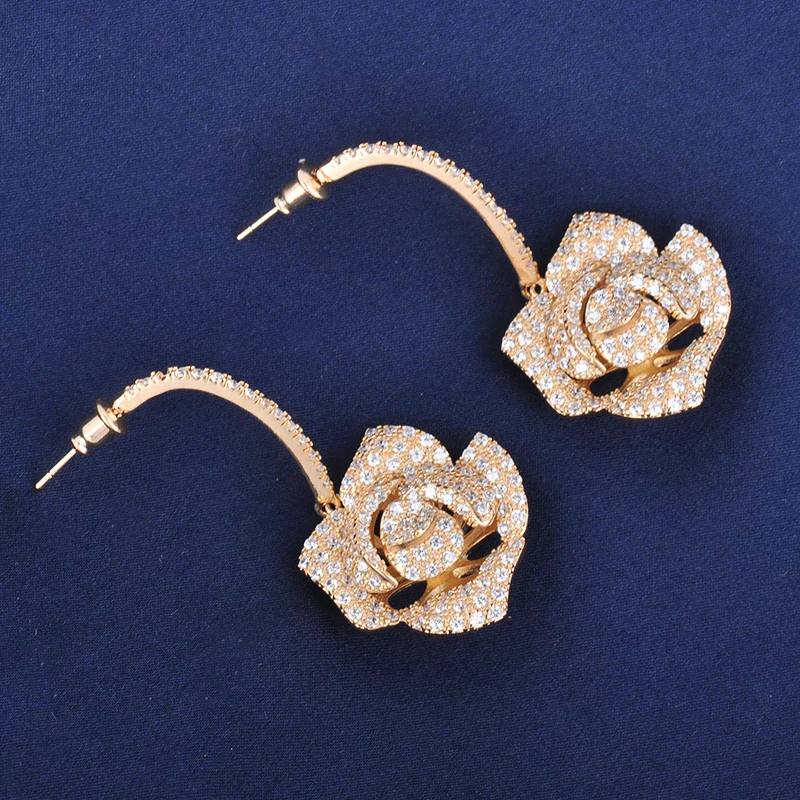 Женские серьги подвески GAOLA цвета розового золота с фианитом GLE4642|gold plated dangle