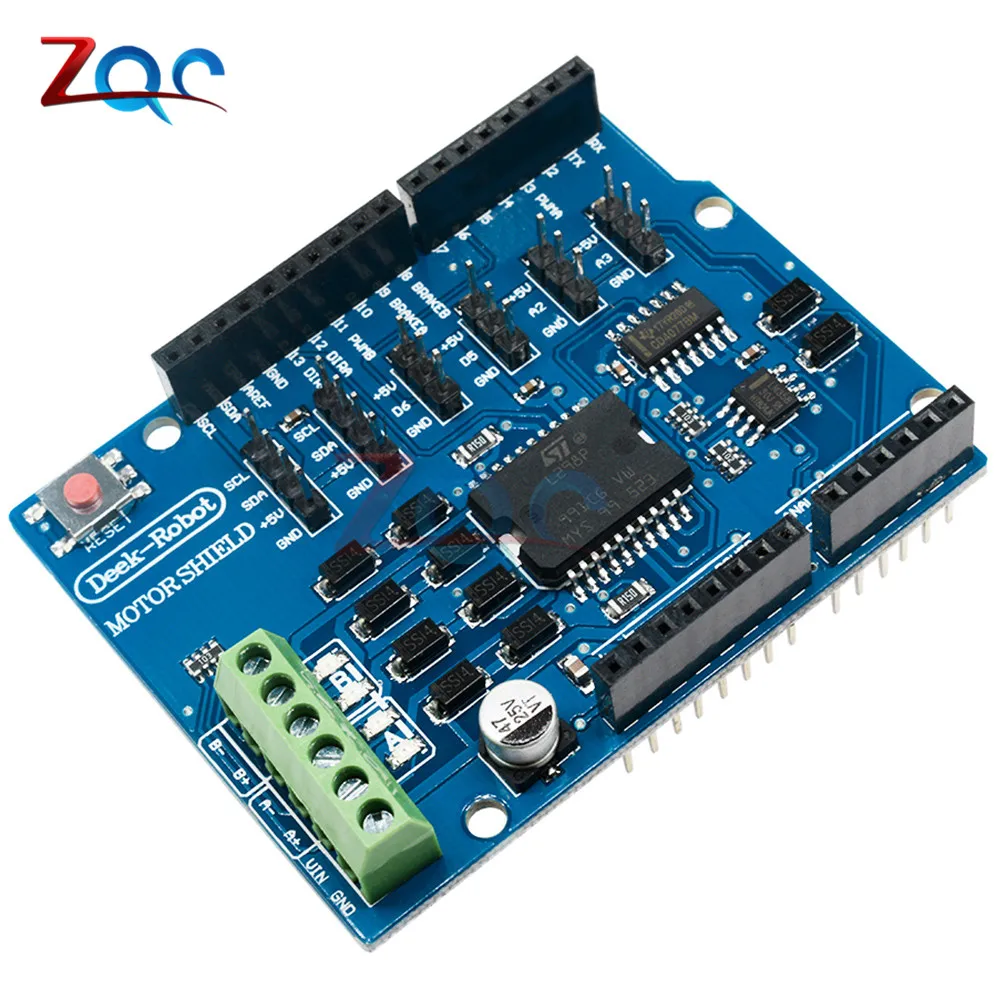 

Щит двигателя L298P L298, драйвер постоянного тока R3, модуль спиральной платы 2 А, двойной полный мост H-Bridge, двухсторонний для реле Arduino 5 В, 12 В