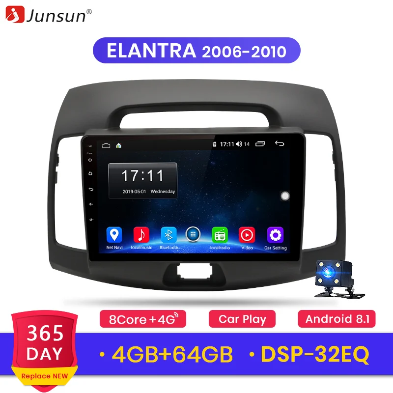 Junsun 4G+ 64G CarPlay DSP Android 8,1 автомобильный Радио Мультимедиа Стерео Аудио плеер gps 2 Din для hyundai Santa Fe 2 2006-2012 без DVD