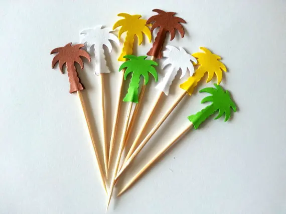 

Coconut Tree cupcake toppers beach summer wedding cocktail Party Food Picks birthday toothpicks bridal showers cake topper