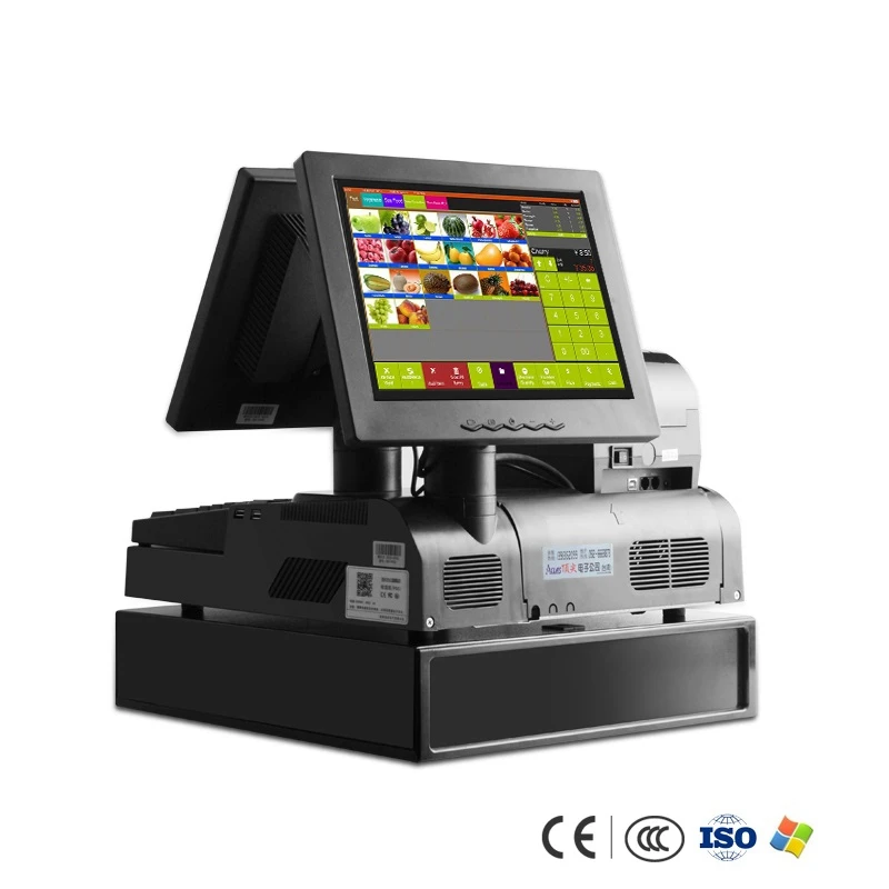 Meetsun MS 910D 3 POS Windows все в одном 12 ''двойной Экран ПК Системы установить кассовый