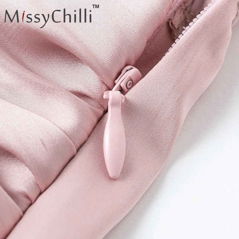 MissyChilli атласная плиссированная женская розовая юбка с высокой талией в стиле