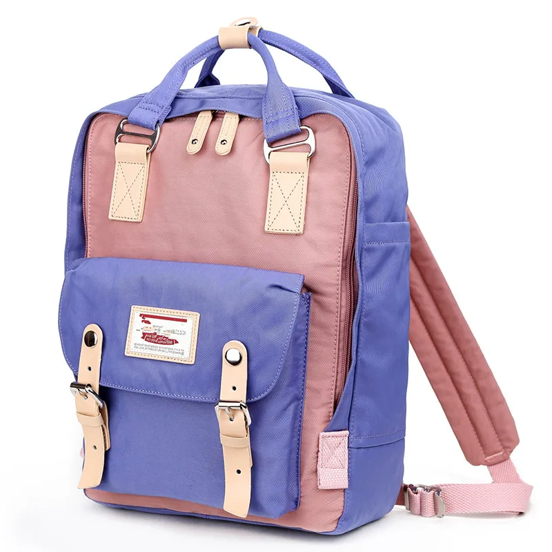 Purple Pink Новые модные женские холщовые рюкзаки ярких цветов, школьные сумки для девочек и мальчиков, повседневные дорожные сумки, рюкзак для ноутбука Mochila S062 - Цвет: Purple Pink