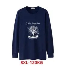XL 6XL 7XL мужская футболка 8XL с длинным рукавом с принтом Рождественская зимняя Осенняя свободная футболка хлопковая Футболка темно-синий топ