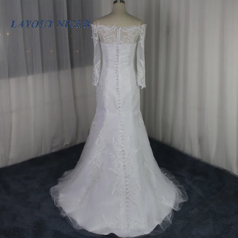 Lux Lace Applique Mermaid Wedding Dress With Detachable skirt vestido de noiva Off The shoulder Saudi Arabia Bridal Gowns | Свадьбы и
