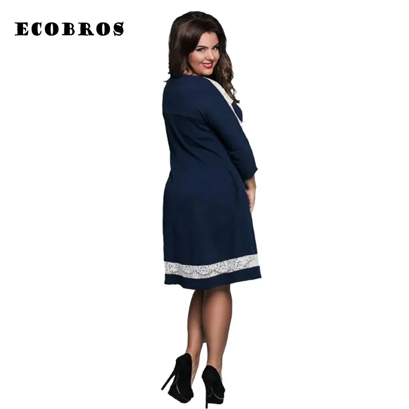 ECOBROS большой размер 6XL 2019 новинка для полных женщин мм кружевное платье свободное