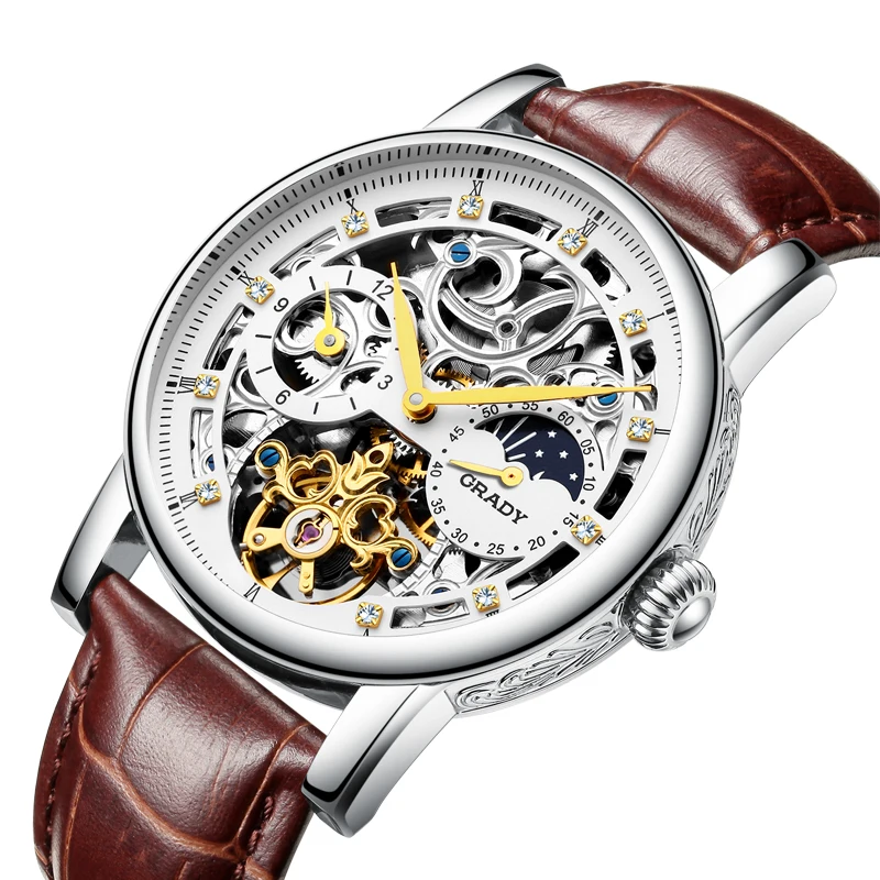 Tourbillon Бизнес мужские часы лучший бренд класса люкс противоударный