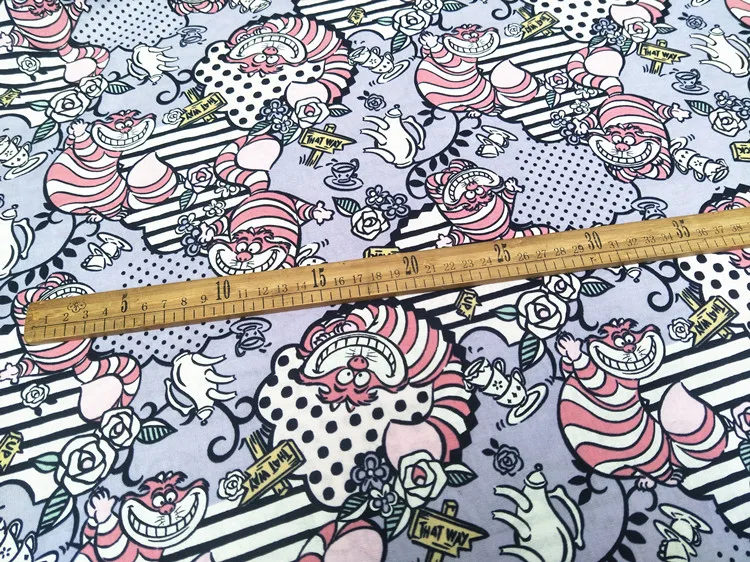 1 ярд хлопок Кот из &quotАлисы&quot # P DIY ткань занавеска Подушка ширина 145 см швейная
