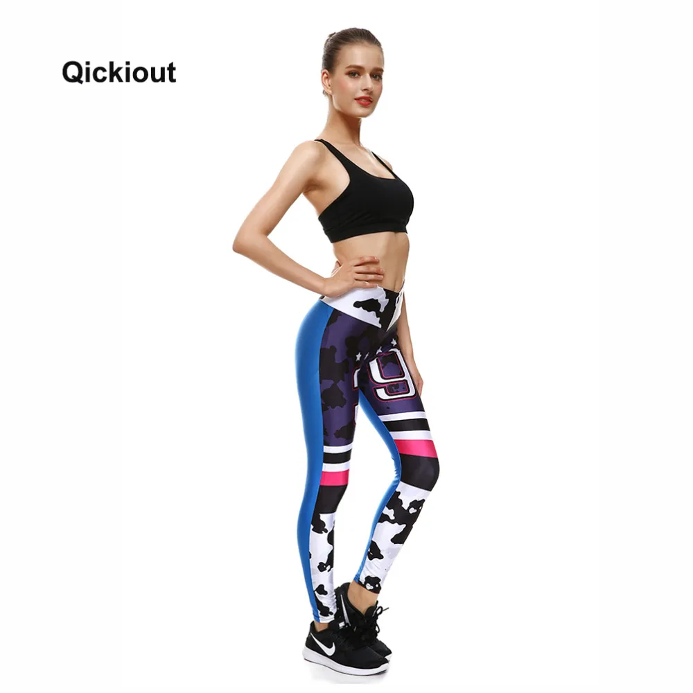 Qickitout Pants 2017 Women's Digital Print Leggings 39 Words camouflage splicing Big Hip High Waist Fitness Free Shipping | Женская
