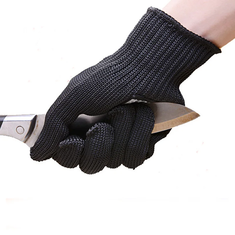 

ZK20 Dropshipping 1/Pair Black Working Safety Gloves Cut-Resistant Protective Stainless Steel Wire Butcher Anti-Cutting Gloves