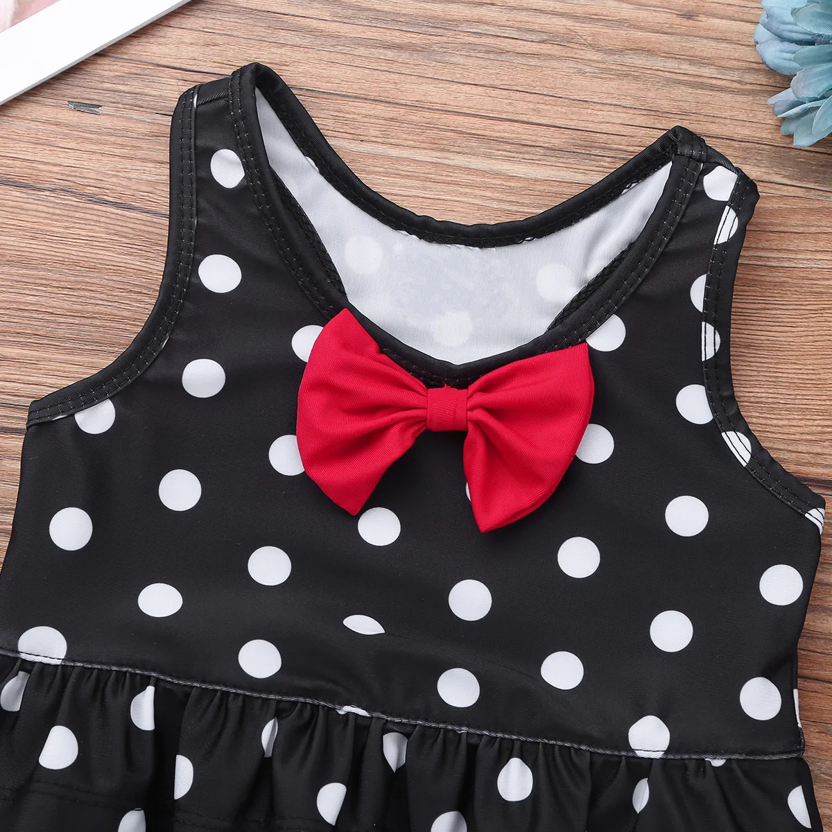 Детская пляжная одежда для девочек костюмы танкини купальник в горошек с бантом