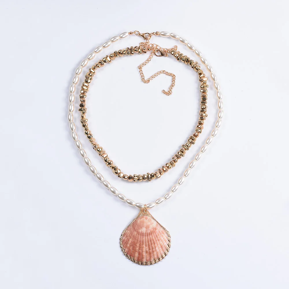 1N1107 Длинное геометрическое Макси-ожерелье Za, красочный дизайн, Boho Seashell, раковины, жемчужные винтажные этнические цепи для женщин, свадебные украшения - Окраска металла: 1N1107