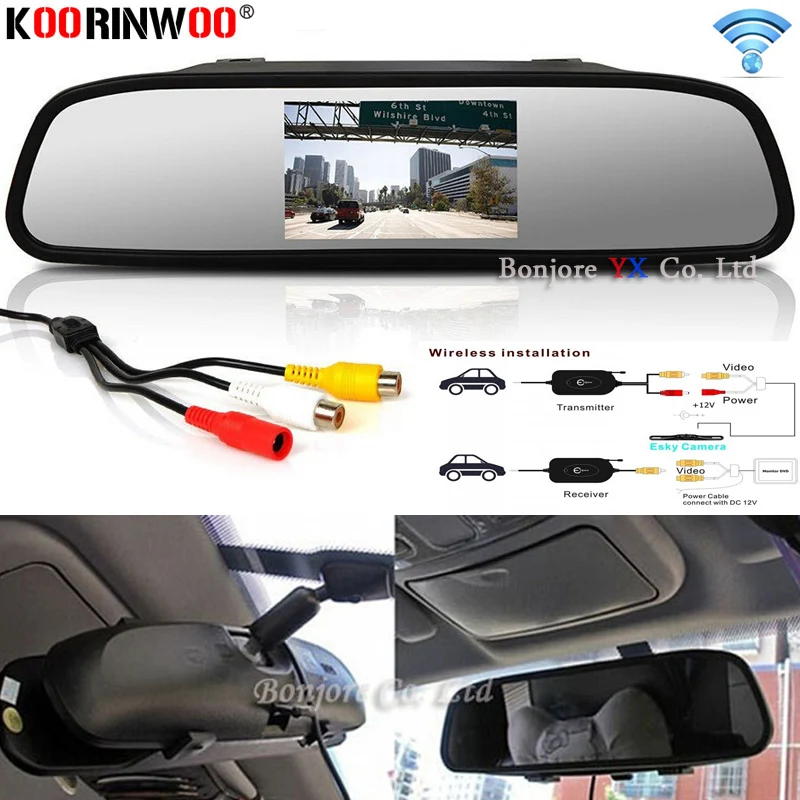 Koorinwoo беспроводной автомобильный монитор зеркало 4 3 &quot5&quot дисплей для камеры