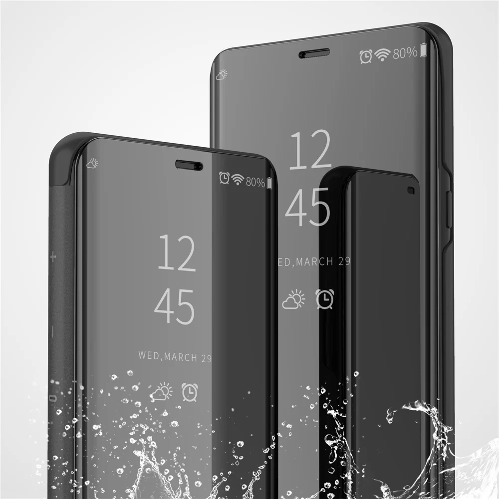 

Умный откидной зеркальный чехол с подставкой для Huawei Y6 2018, прозрачный чехол из искусственной кожи для Huawei Y6 2018, чехол