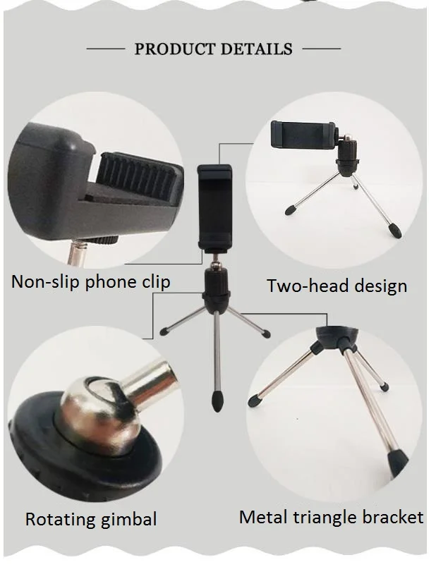 

Universal Table Bracket Plastic Two Head Change Mobile Phone Clip Lazy Mobile Phone Tripod Bracket Support Phone Holder