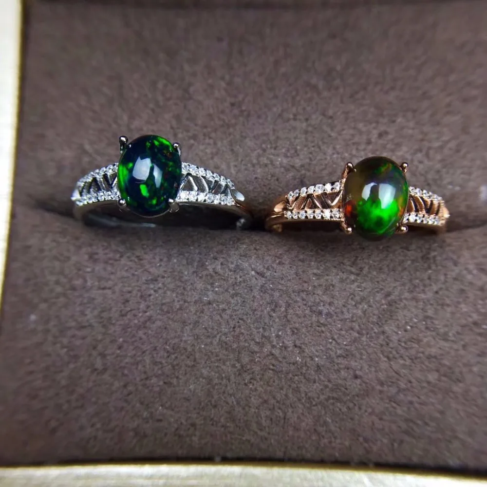 Новые товары кольцо из натурального черного опала инкрустация серебра 925 пробы