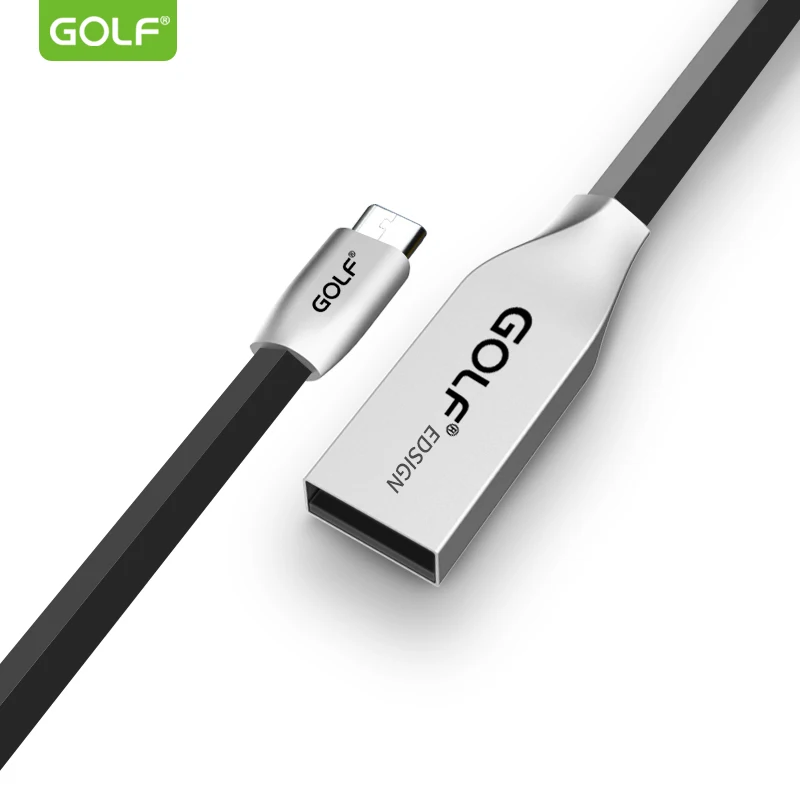 GOLF 1 м цинковый сплав TPE плоский Micro USB кабель для синхронизации данных и зарядки