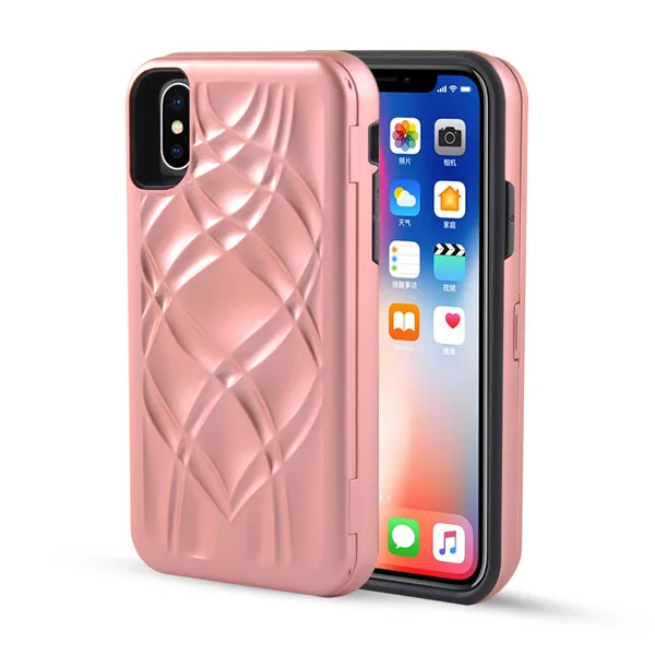 Rose Gold Зеркало для макияжа флип чехол для iPhone X, 8, 7, 6, 6 S, Plus, Fundas держатель крышки с телефонные разъемы для карт чехлы - Цвет: Rose Gold
