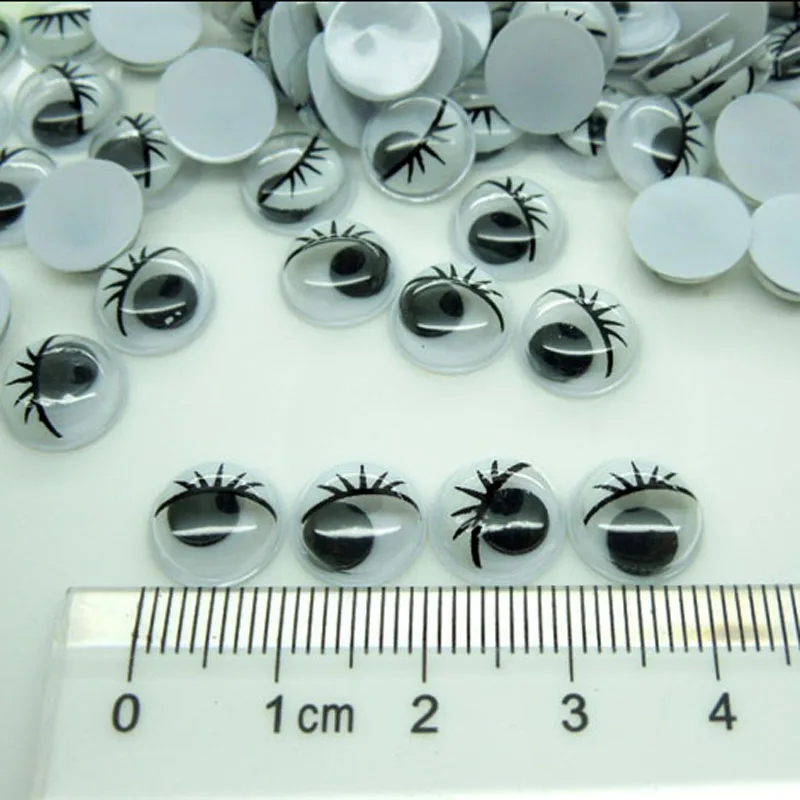 500 шт./лот круглый белый цвет с ресницами подвижные глаза пластиковые для