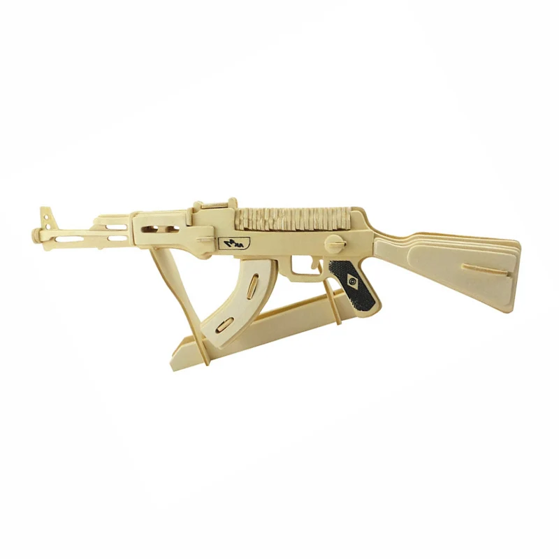 DIY 3D деревянные пазлы для детей и взрослых Ak47 Submachine Gun игрушки паззлы Обучающие