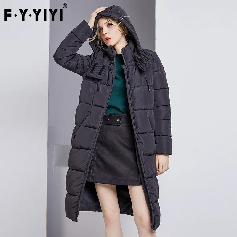 FYYIYI женская зимняя парка повседневная куртка новинка высокое качество хлопок