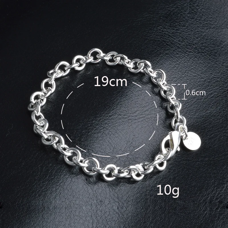 Панк классические круглые звенья цепи браслеты для мужчин женщин посеребренные