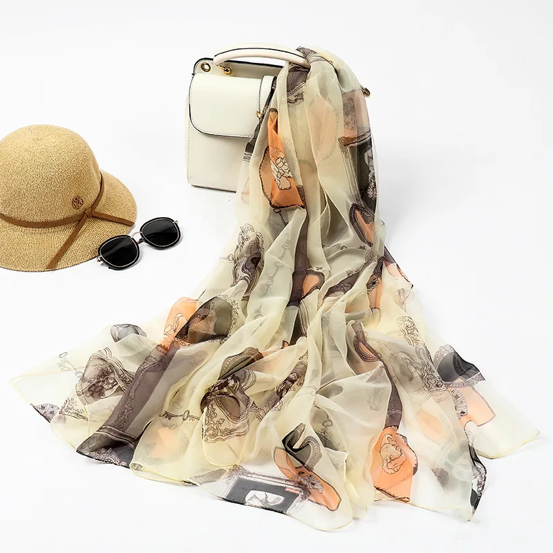 Designer Scarf Women Luxury 2019 Blue Stripe Print Female Summer Beach Plus Size 180*140cm Shawl and Echarpe Wraps Head Scarves |