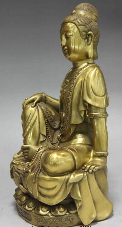 Китайская фольклорная латунная медная статуя Waibo mother Guan Yin Kwan-yin Boddhisattva |