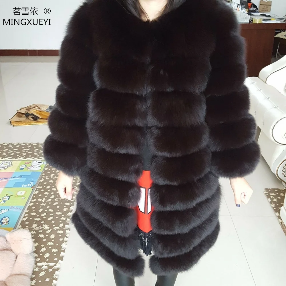 Новое Брендовое зимнее реальное изображение синего меха лисы пальто толстые