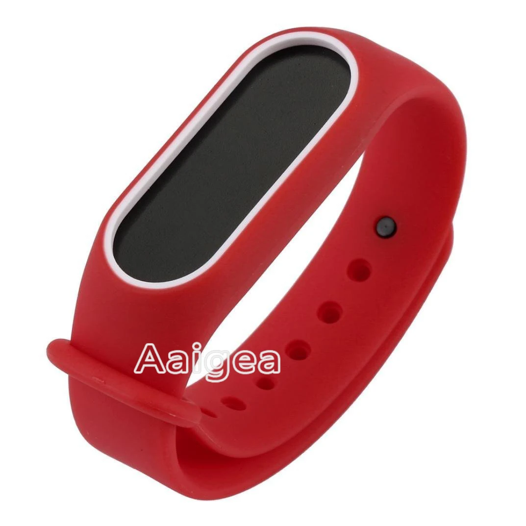 Красочные мягкие силиконовые сменные ремешки на запястье для Xiaomi mi band 2 Smart Band двойные цвета ремешок для mi Band 2 браслет - Цвет ремешка: Красный