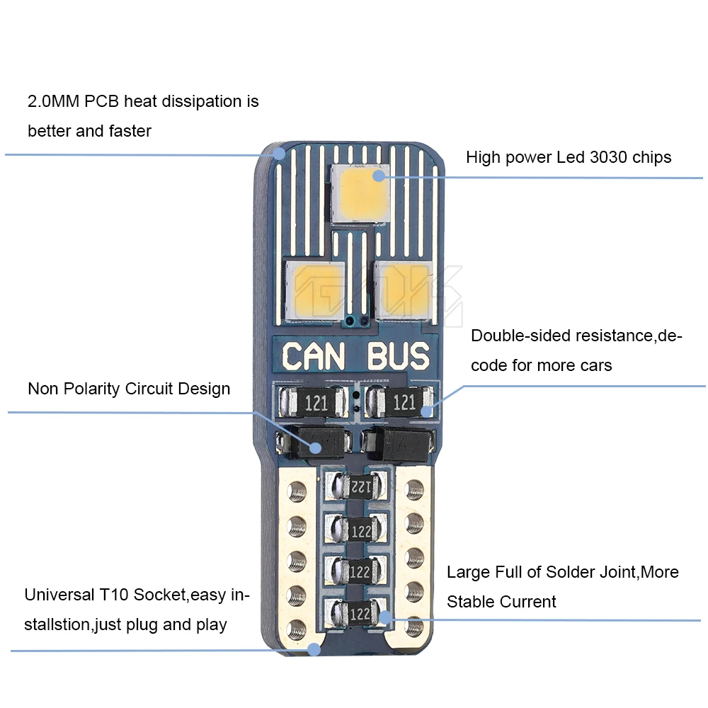 10 шт. новинка 2019 Canbus T10 W5w 6smd 3030 новая высокая яркая светодиодная лампа шириной для