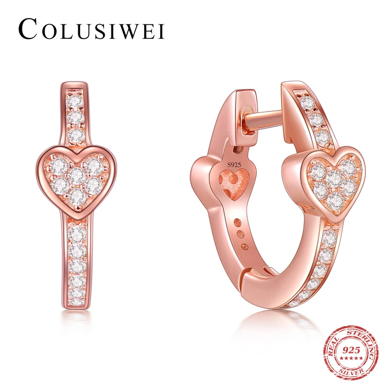 

2019 Hot Sale 100% 925 Sterling Silver Rose Gold Charm Trendy Hearts Love Hoop Earrings For Women Wedding Accessories Jewelry