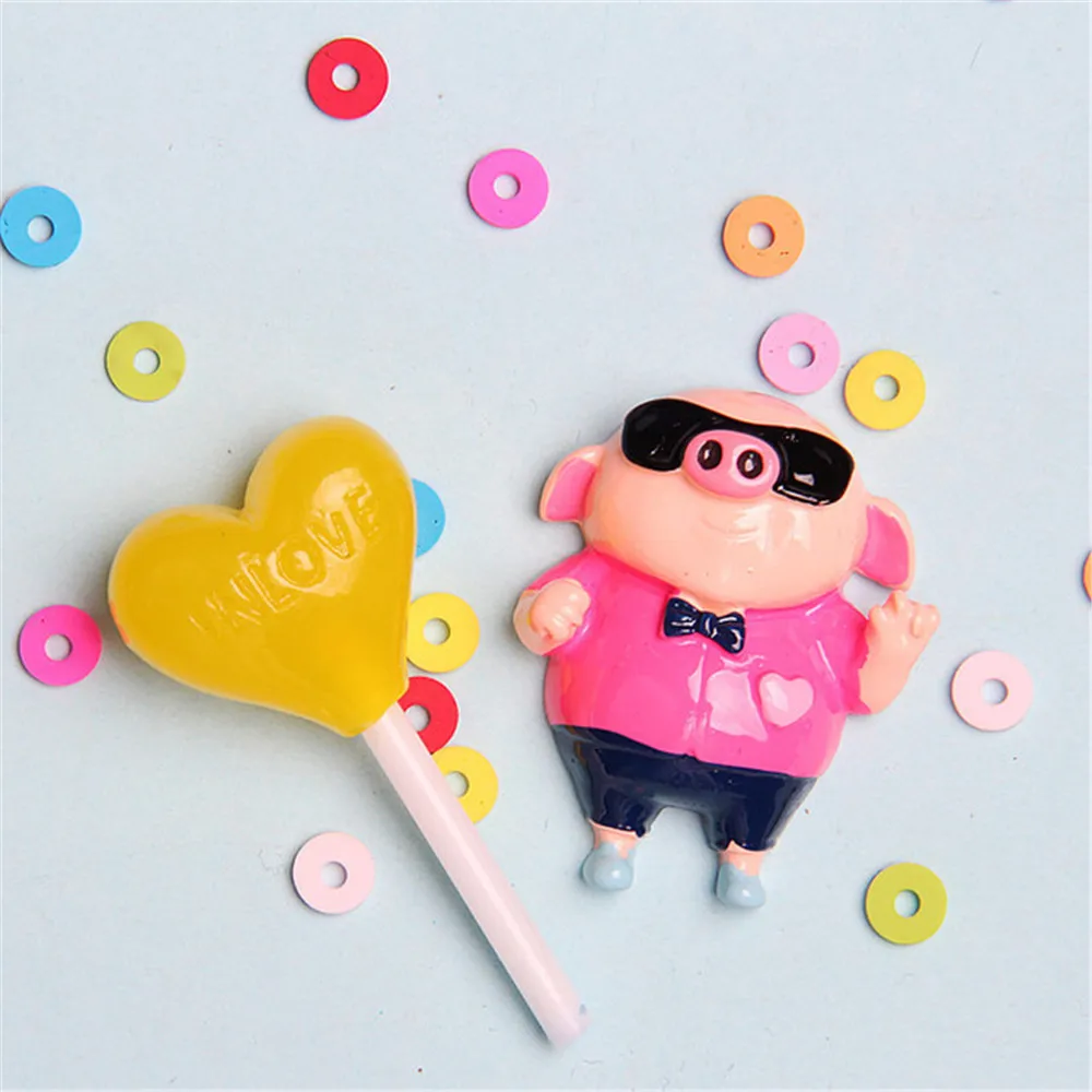 8pcs Mixed Resin Kawaii Pig Decoration Crafts Flatback Cabochon DIY Embellishments For Scrapbooking Phone Hair Bow Accessories | Дом и сад