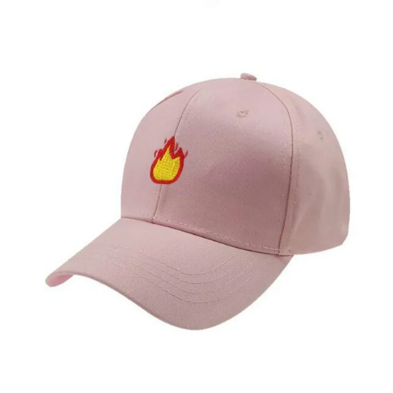 Розовый Вышивка огонь бейсбольная кепка для мужчин Уличная Snapback женская шляпа хип-хоп кепка пламя K поп папа шляпа Kpop Дальнобойщик Кепка Прямая - Цвет: Розовый