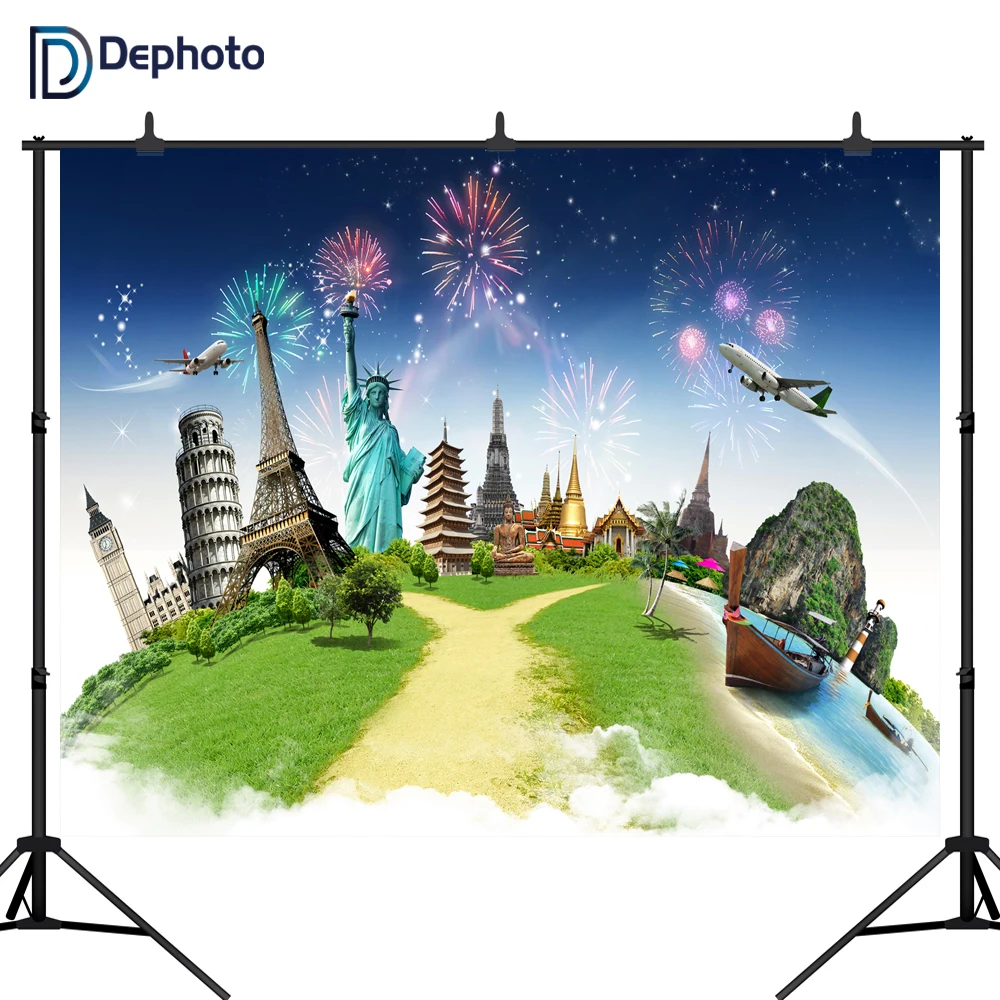 DePhoto фон для фотосъемки глобальная тема путешествия знаменитое здание на заказ
