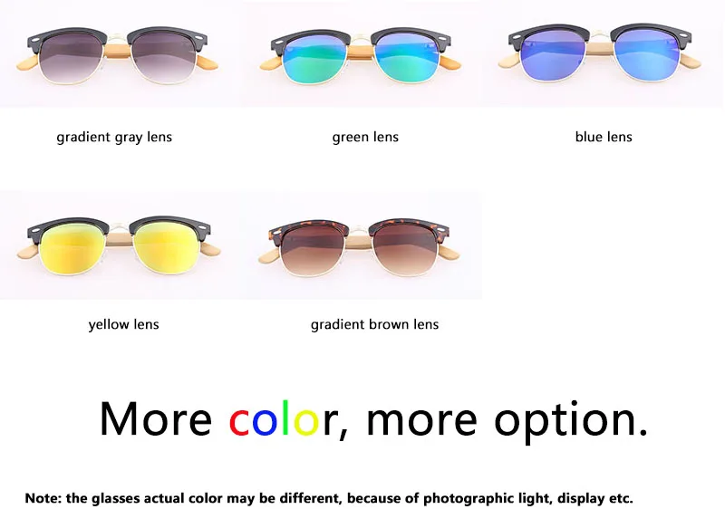 Мужские солнцезащитные очки GREENBUY серые бамбуковые в полуоправе с градиентом UV400