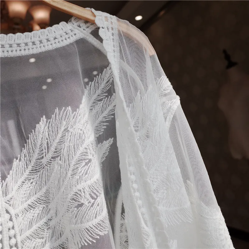 Сексуальное прозрачное кружевное кимоно длиной до середины икры три четверти