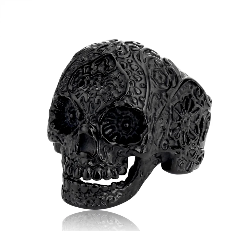 Мужское кольцо в стиле панк из нержавеющей стали байкерское с черепом и