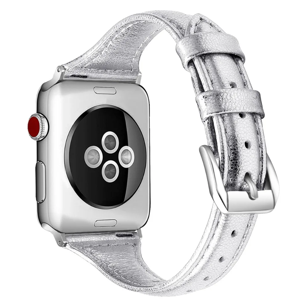 Ремешок кожаный для Apple Watch Bnad браслет часов Series 4 3 2 1 38 мм 42 40 44 цвета розового