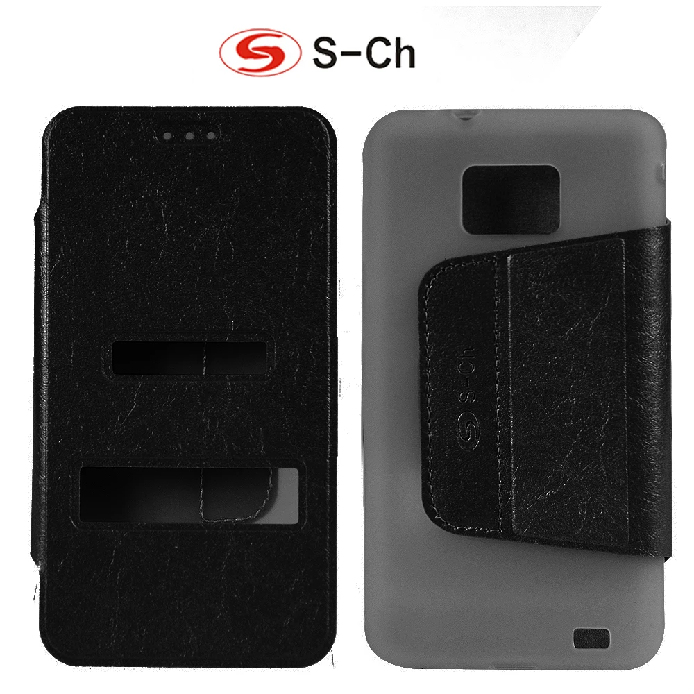 Чехол-книжка для Samsung GALAXY SII Plus I9105 9105 8 видов цветов с передним окном из ТПУ