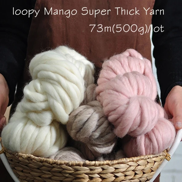 

Super Thick Yarns For hand knitting (500g 73m)High Grade Thick hat Yarn Wool yarn crochet Free Needles Comely Loopy mango