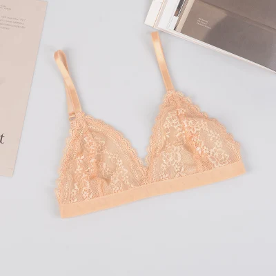 as picture Без стального кольца bralette нижнее белье супер тонкие кружевные сексуальные треугольные чашки показывающие маленькую грудь - Цвет: as picture
