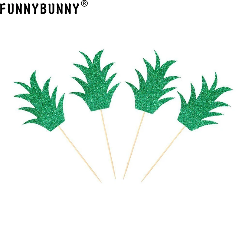 FUNNYBUNNY зеленый ананас кекс Toppers блеск выбирает тропический летний праздничный
